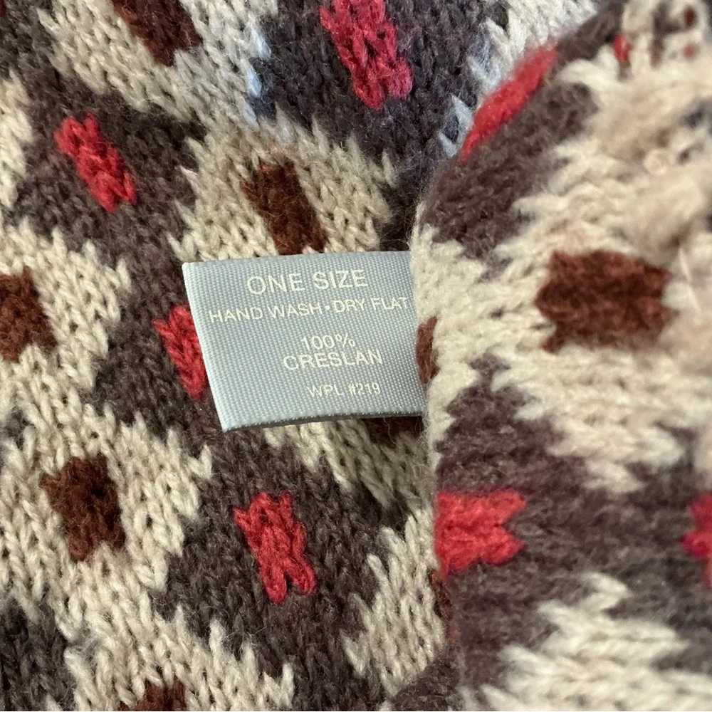 Winters Dream Soft Knit Scarf Fair Isle Print Double Weave Fringe Boho Chic